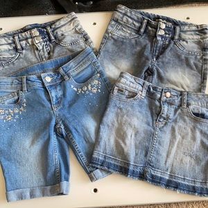 Girls size 8 denim Bermuda shorts and skirt lot